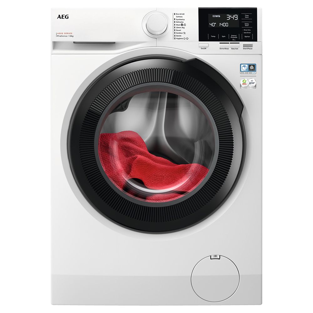 AEG LFR61844B 6000 Series Short Front Loading Full Size 8kg Washing Machine