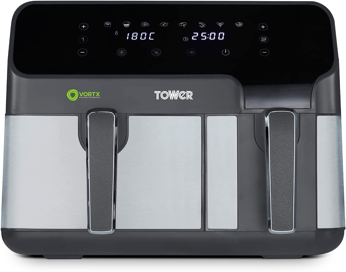 Tower T17099 Dual Basket Air Fryer, 5.2 Litre + 3.3 Litre Drawers, 8 One-Touch Presets, 1700W Power [Copy]